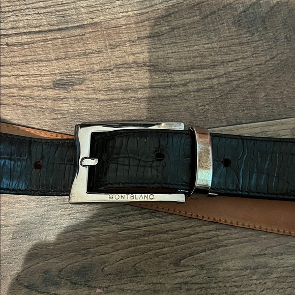 Montblanc Black Crocodile-Embossed Belt with Silver Buckle - Picture 1 of 2